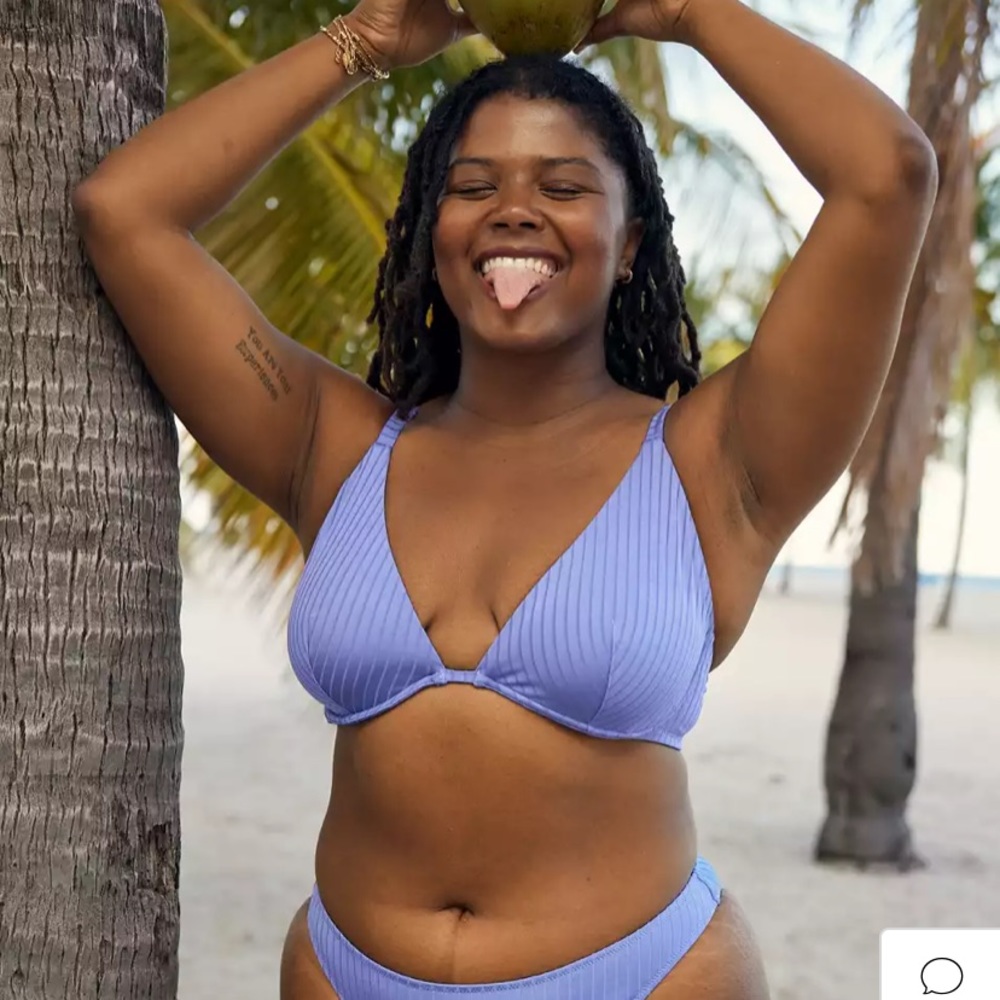 Aerie Ribbed Shine Underwire Plunge Bikini Top 34D